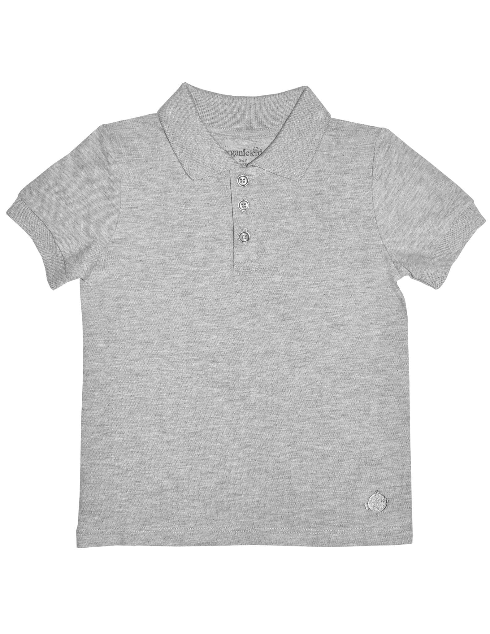 Polo Yaka Basic Gri Melanj Kısa Kollu Çocuk T-shirt resmi